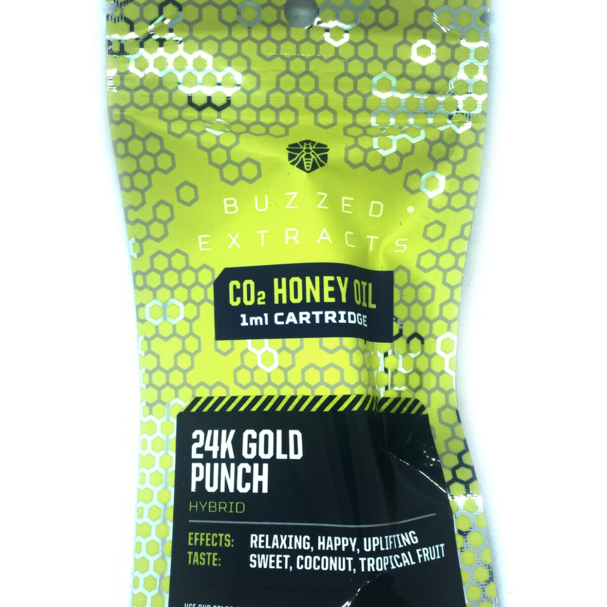 Buzzed Extracts 1g CO2 Honey Oil Vape Cartridges - 24K Gold Punch - Hybrid