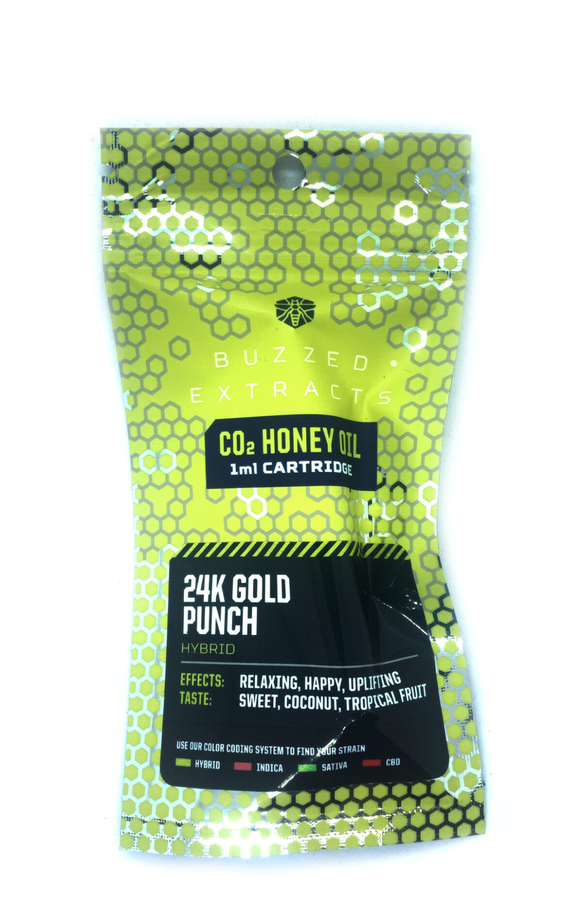 Buzzed Extracts 1g CO2 Honey Oil Vape Cartridges - 24K Gold Punch - Hybrid