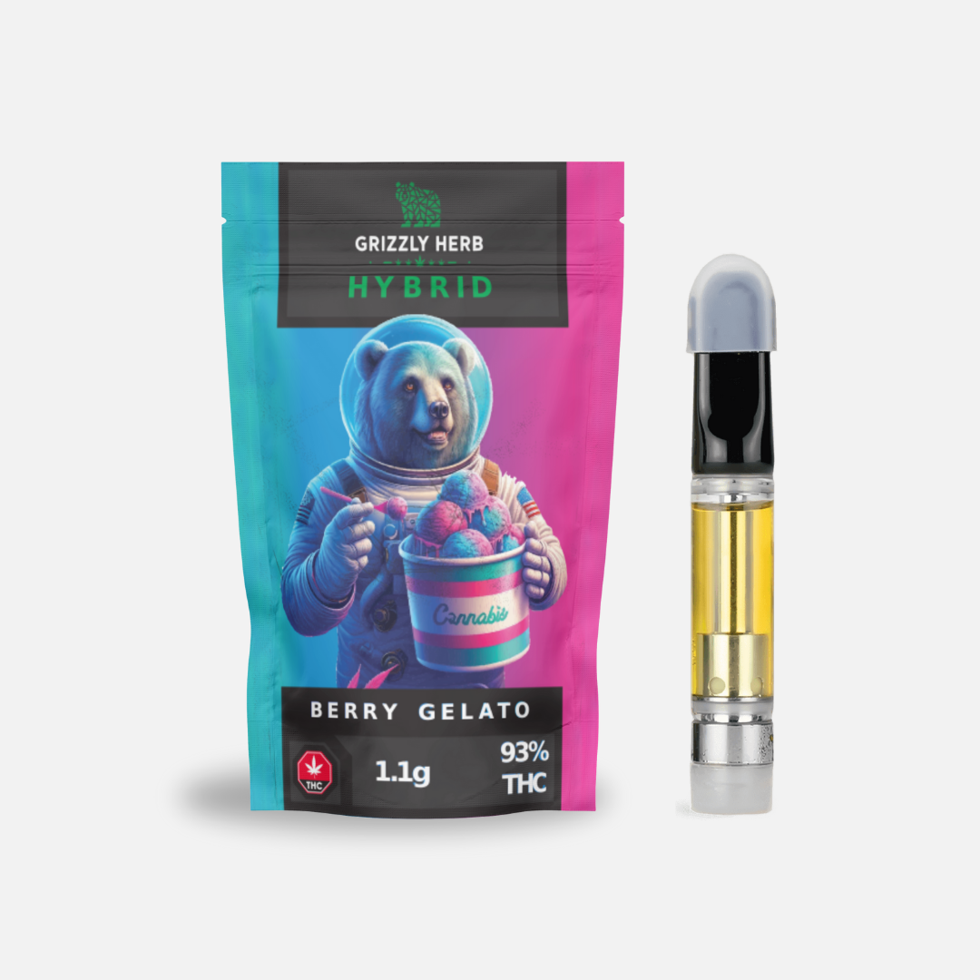 Grizzly Herb 1.1g THC Vape Cartridge - Berry Gelato - Hybrid