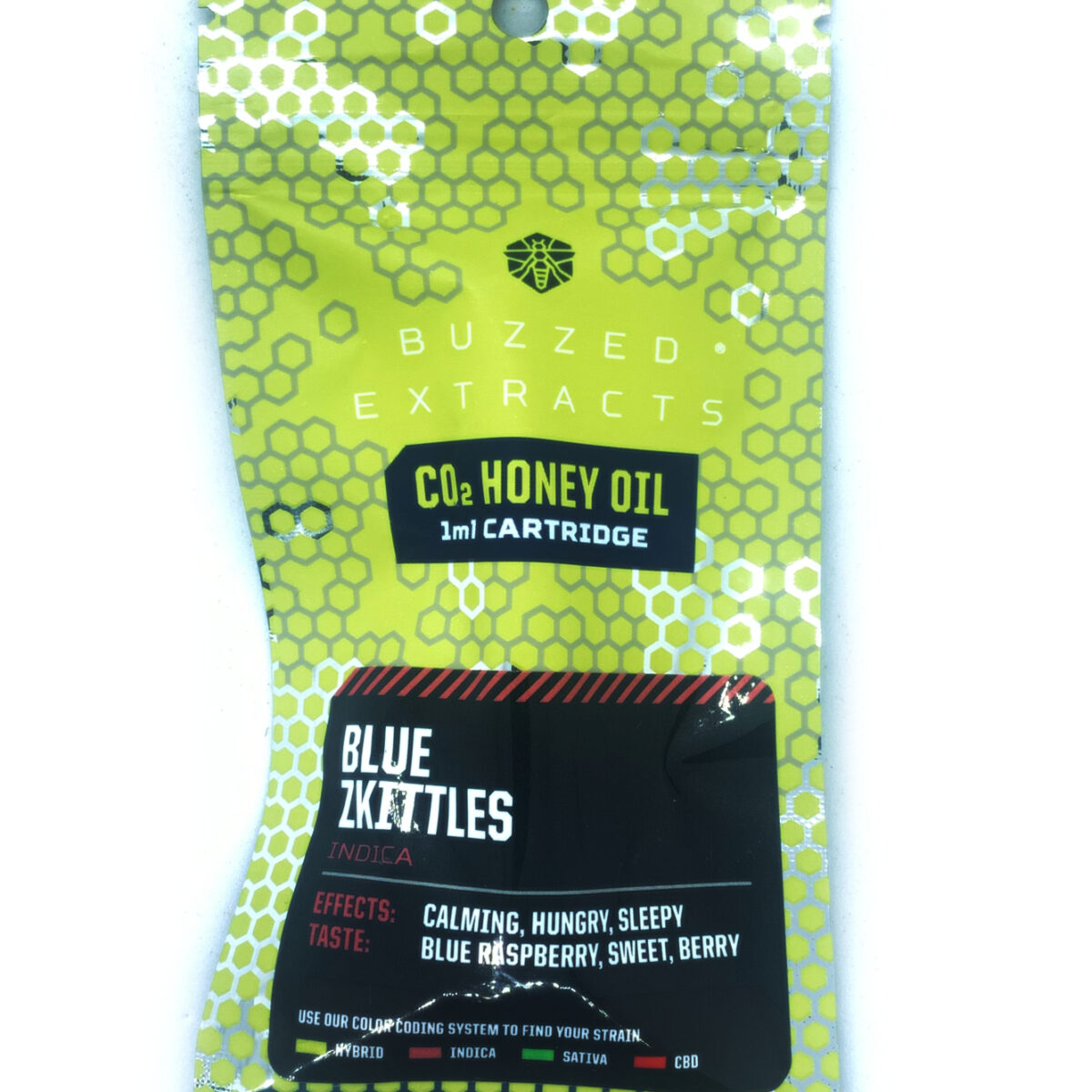 Buzzed Extracts 1g CO2 Honey Oil Vape Cartridges - Blue Zkittles - Indica