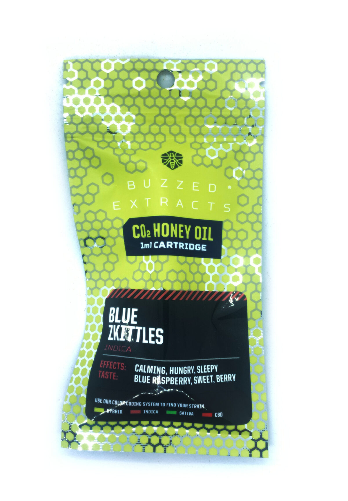 Buzzed Extracts 1g CO2 Honey Oil Vape Cartridges - Blue Zkittles - Indica