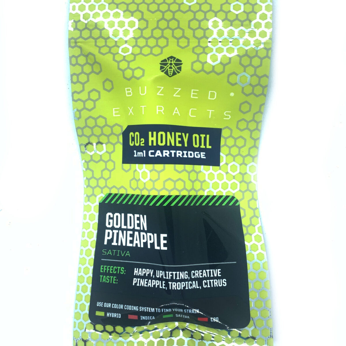 Buzzed Extracts 1g CO2 Honey Oil Vape Cartridges - Golden Pineapple- Sativa