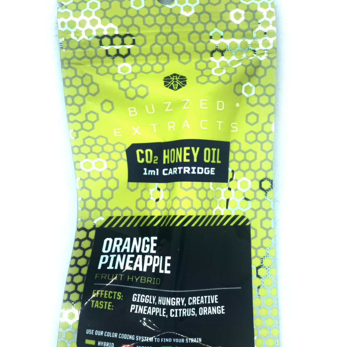 Buzzed Extracts 1g CO2 Honey Oil Vape Cartridges - Orange Pineapple - Fruit Hybrid