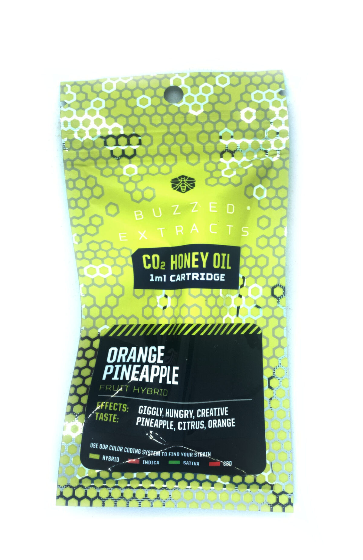 Buzzed Extracts 1g CO2 Honey Oil Vape Cartridges - Orange Pineapple - Fruit Hybrid