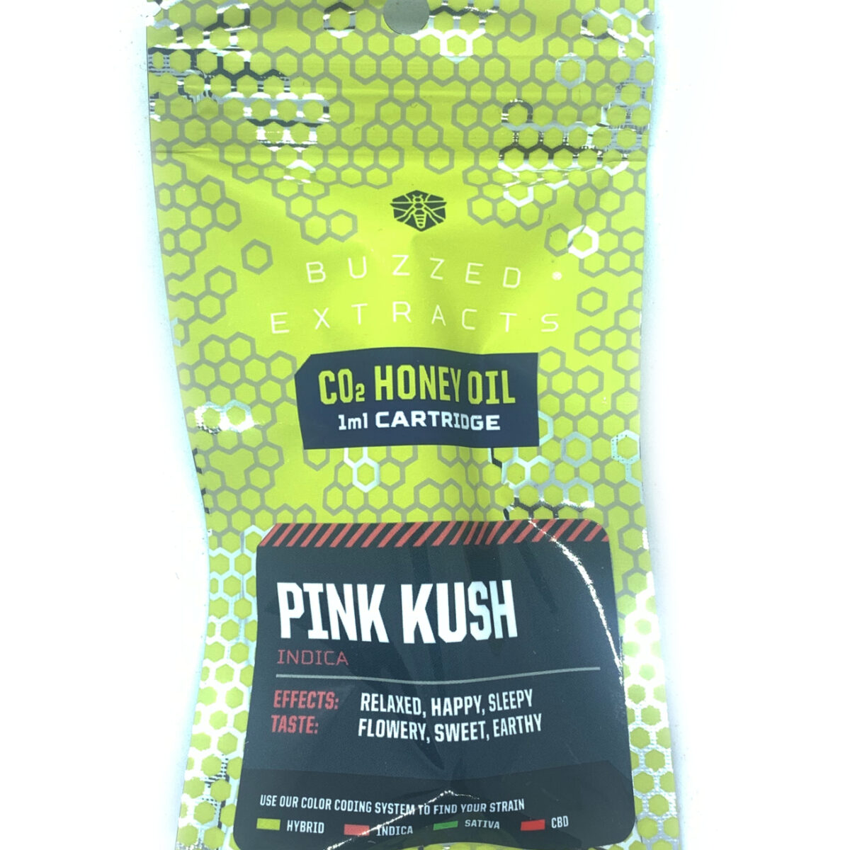 Buzzed Extracts 1g CO2 Honey Oil Vape Cartridges - Pink Kush - Indica