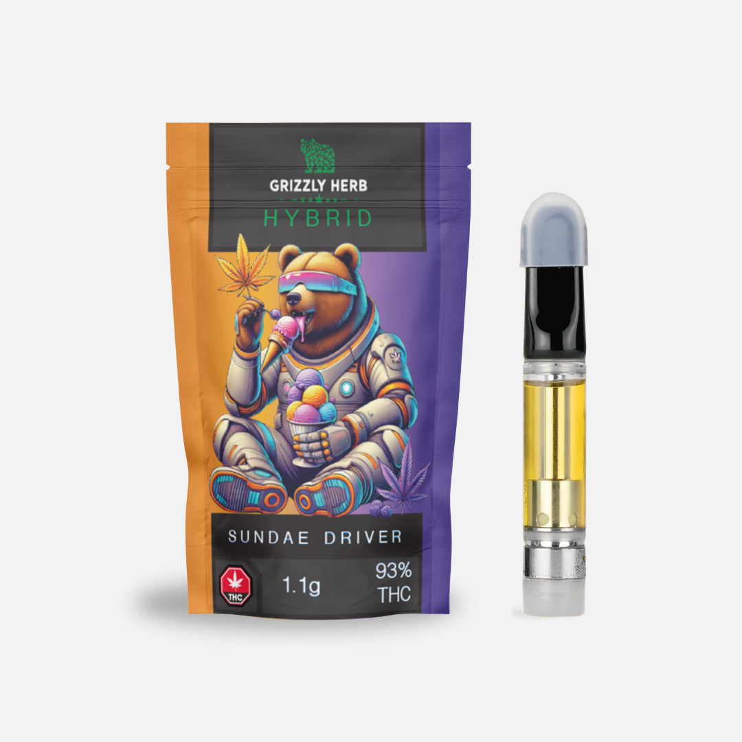 Grizzly Herb 1.1g THC Vape Cartridge - Sundae Driver - Hybrid