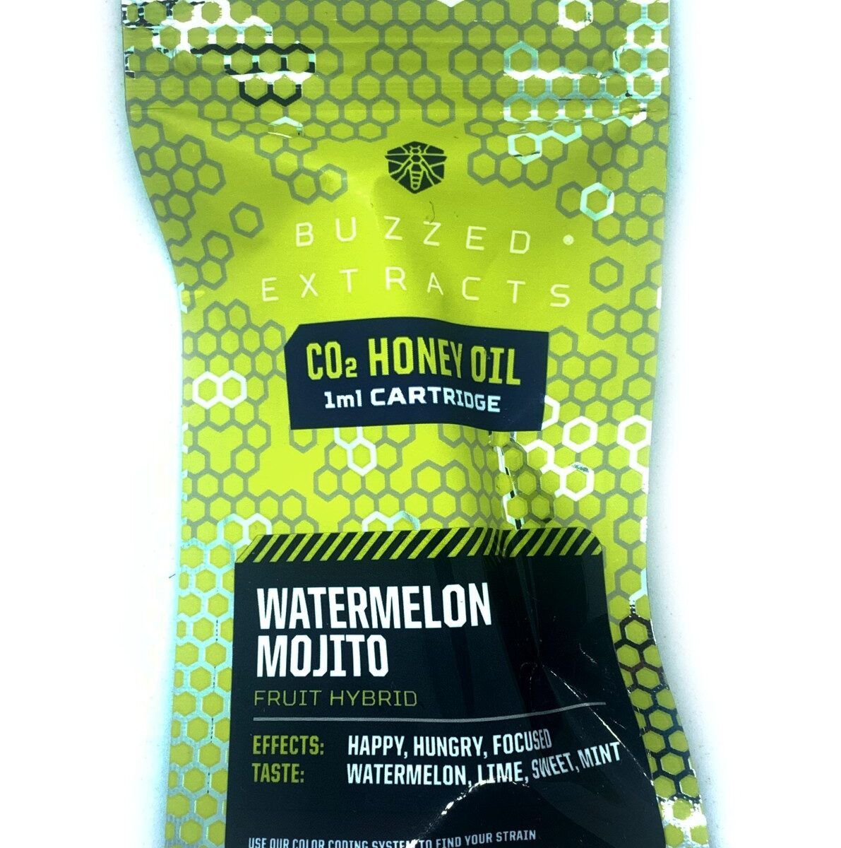 Buzzed Extracts 1g CO2 Honey Oil Vape Cartridges - Watermelon Mojito - Fruit Hybrid