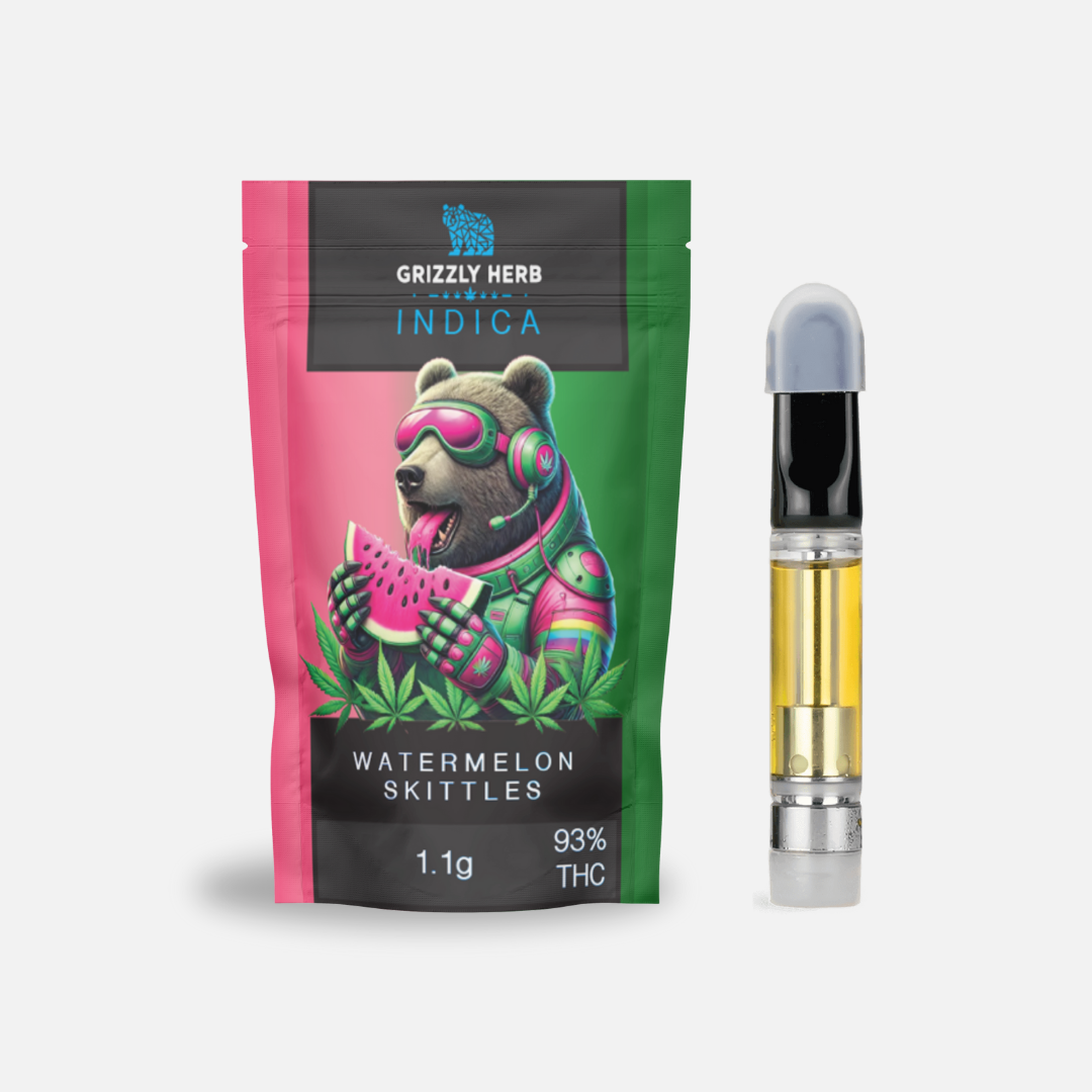 Grizzly Herb 1.1g THC Vape Cartridge - Watermelon Zkittles - Indica